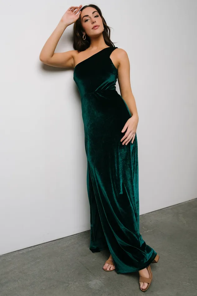 Women Wedding Guest Baltic Born Tatiana Velvet One Shoulder Maxi Dress Emerald Women Wedding Guest Baltic Born Tatiana Velvet One Shoulder Maxi Dress Emerald