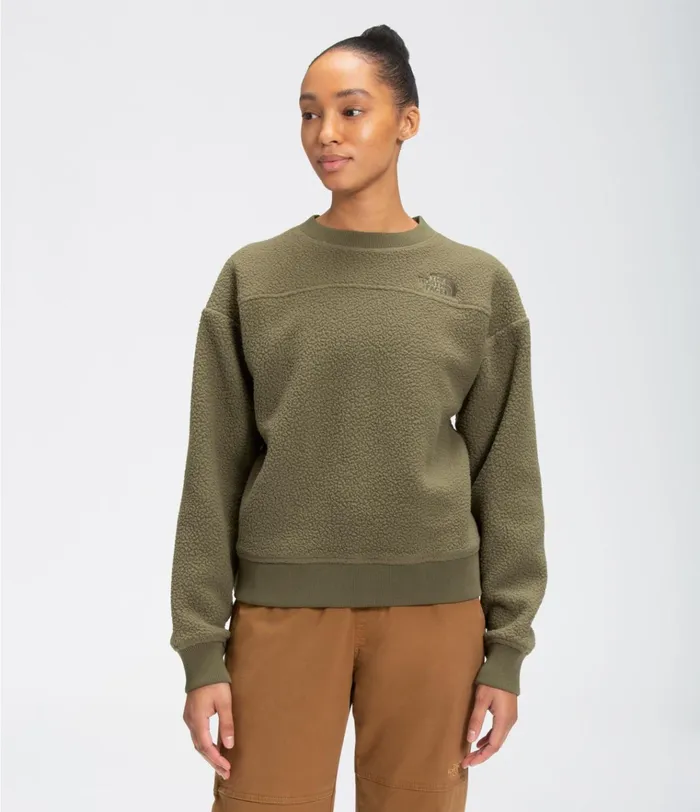 Womens Sherpa Pull Over Crew Burnt Olive Green The North Face Hoodies and Sweatshirts