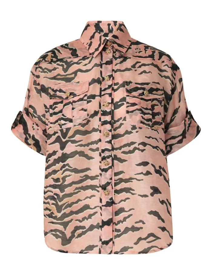 Zimmermann Tops Matchmaker Safari Shirt Pink Tiger 8211 Women