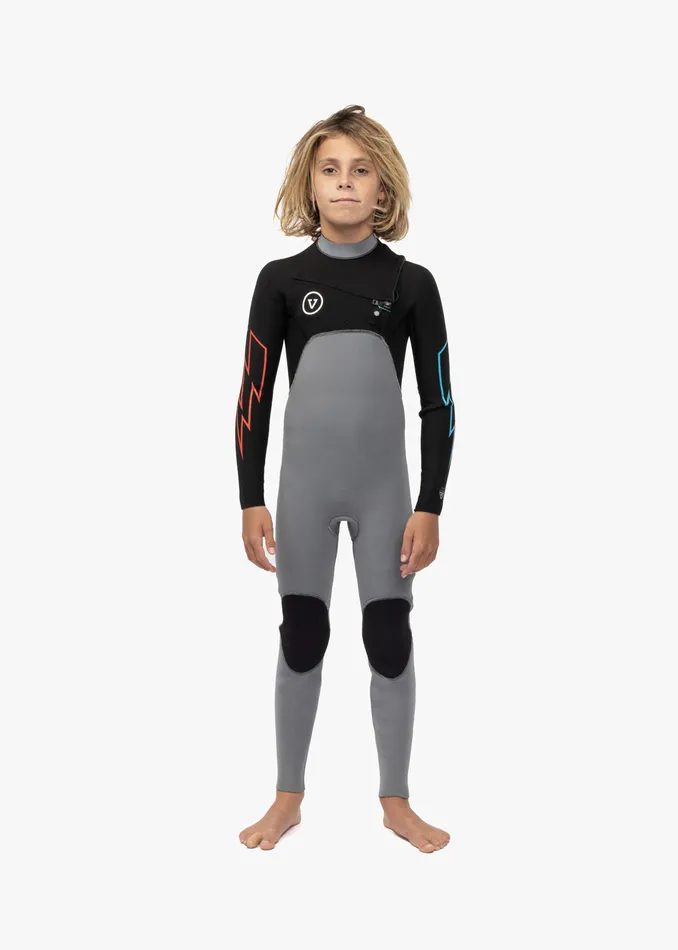7 Seas Boys 43 Bolt Full Chest Zip Wetsuit GREY Youth Wetsuits Vissla
