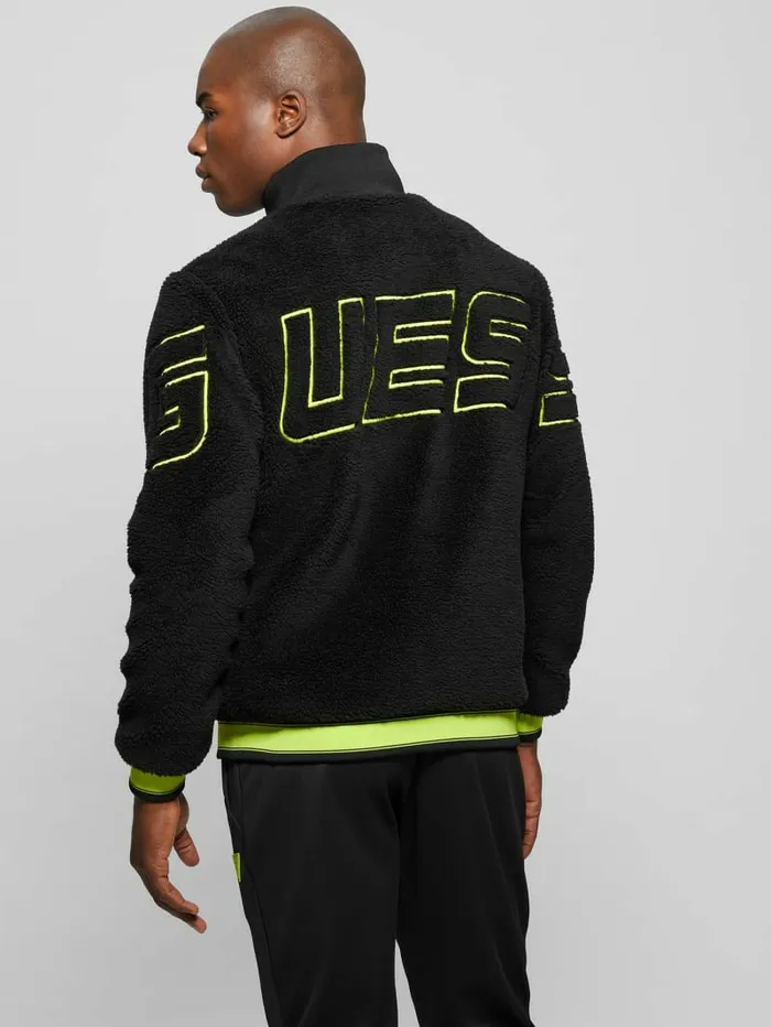 Activewear Men Dargen Signature Sherpa Jacket Black GUESS Activewear Men Dargen Signature Sherpa Jacket Black GUESS