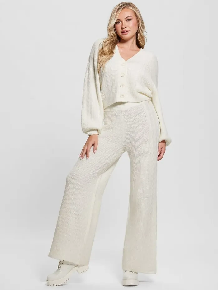 Activewear Women GUESS Rylie Cable WideLeg Pants Dove White