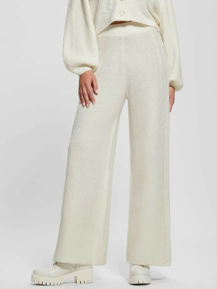 Activewear Women GUESS Rylie Cable WideLeg Pants Dove White