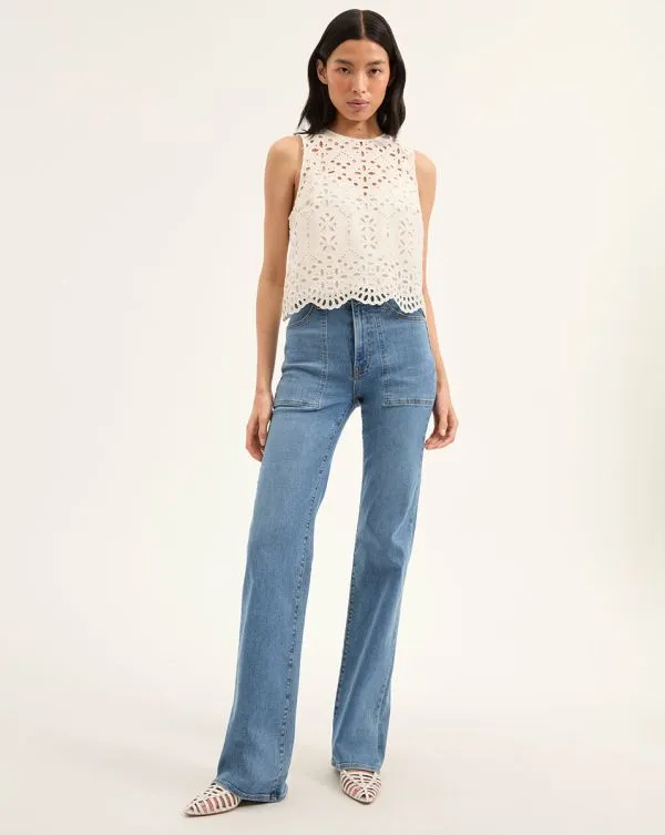 Adelyn Cotton Eyelet Tank Offwhite Women Veronica Beard Tops Adelyn Cotton Eyelet Tank Offwhite Women Veronica Beard Tops
