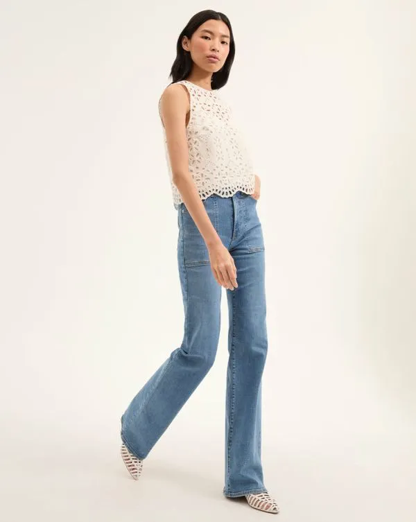 Adelyn Cotton Eyelet Tank Offwhite Women Veronica Beard Tops Adelyn Cotton Eyelet Tank Offwhite Women Veronica Beard Tops