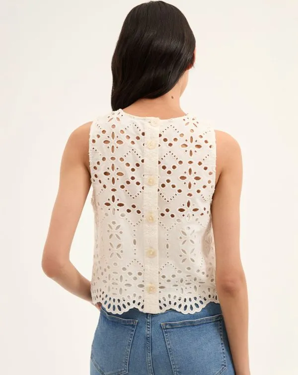 Adelyn Cotton Eyelet Tank Offwhite Women Veronica Beard Tops Adelyn Cotton Eyelet Tank Offwhite Women Veronica Beard Tops