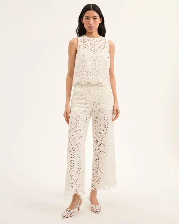 Adelyn Cotton Eyelet Tank Offwhite Women Veronica Beard Tops Adelyn Cotton Eyelet Tank Offwhite Women Veronica Beard Tops