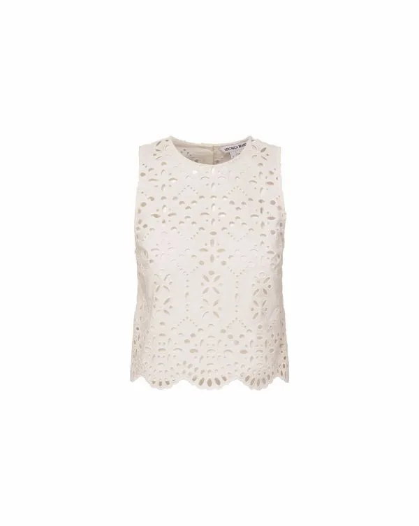 Adelyn Cotton Eyelet Tank Offwhite Women Veronica Beard Tops Adelyn Cotton Eyelet Tank Offwhite Women Veronica Beard Tops