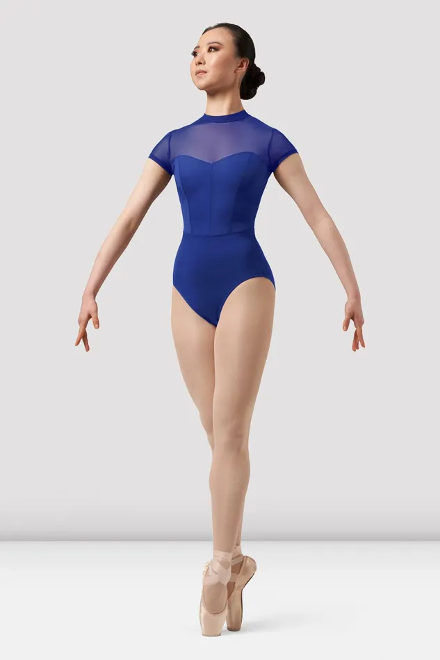 Adult Bloch Ladies Mirella Chevron Cap Sleeve Leotard Marine Blue Leotards