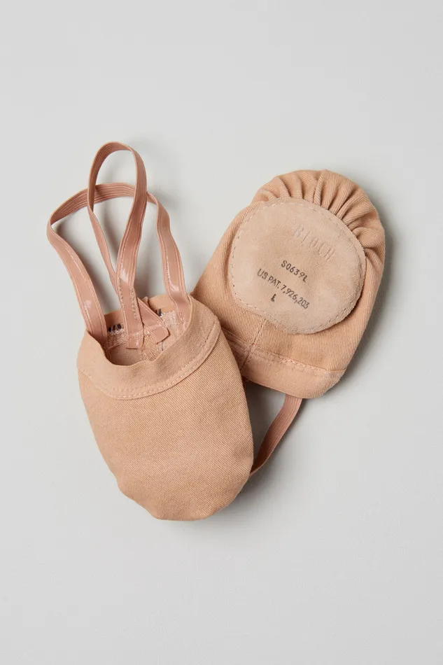 Adult Contemporary Bloch Ladies Spin 2 Half Sole Shoes Light Sand Canvas
