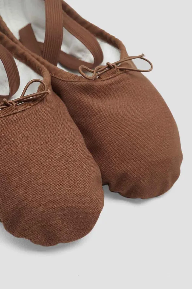 Adult Ladies Pump Canvas Ballet Shoes Cocoa Canvas Tonal Footwear Bloch