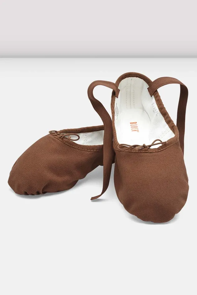 Adult Ladies Pump Canvas Ballet Shoes Cocoa Canvas Tonal Footwear Bloch