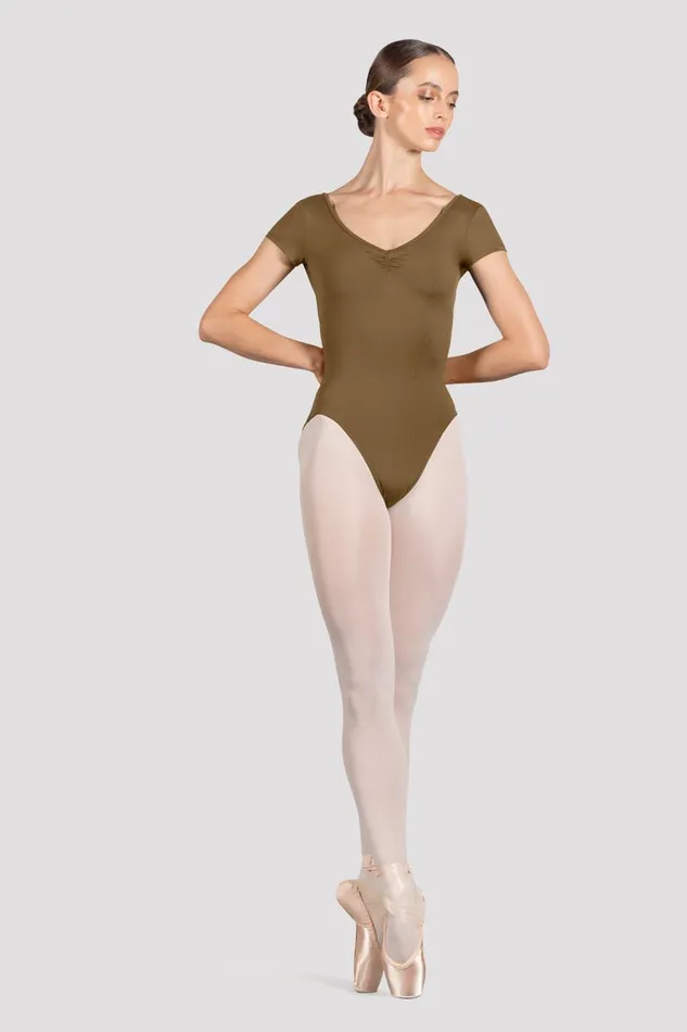 Adult Leotards Bloch Ladies Penny Cap Sleeve Leotard Almond