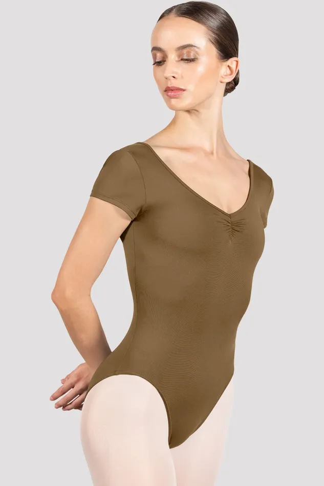 Adult Leotards Bloch Ladies Penny Cap Sleeve Leotard Almond