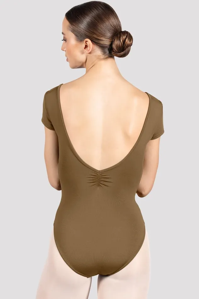 Adult Leotards Bloch Ladies Penny Cap Sleeve Leotard Almond