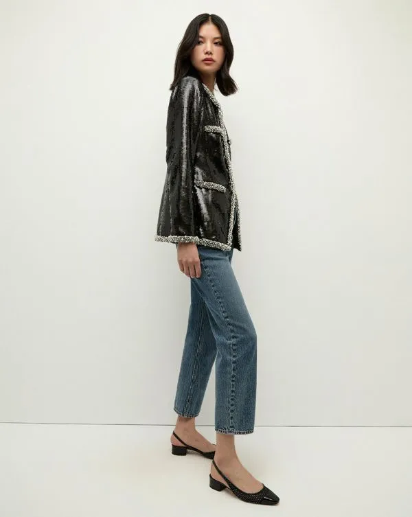 Alessia PearlTrim Sequin Jacket Black Women Veronica Beard Jackets and Outerwear Alessia PearlTrim Sequin Jacket Black Women Veronica Beard Jackets and Outerwear