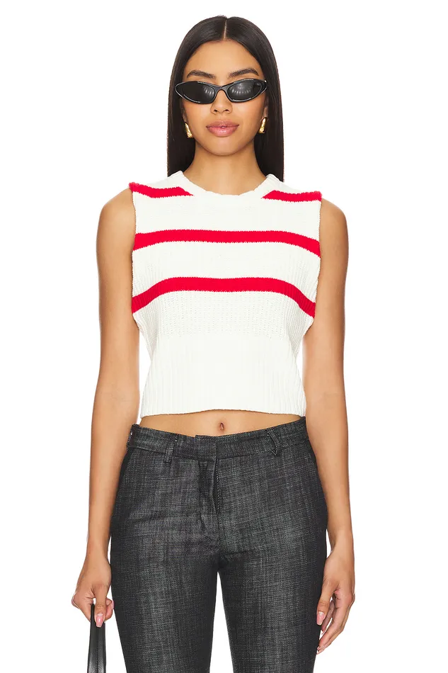 Alvise Stripe Top Ivory and Red Women Lovers and Friends Tops