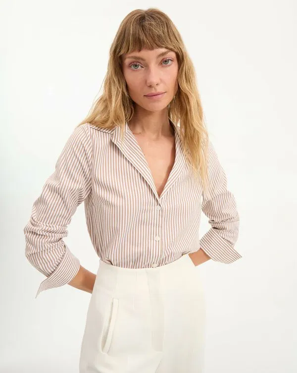 Amelia ButtonDown Shirt Acornandwhite Women Veronica Beard Tops