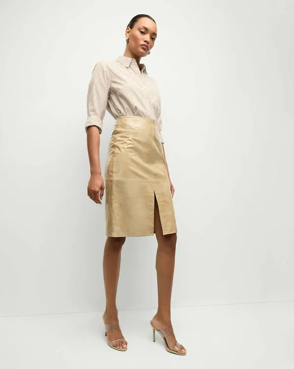 Anderson Coated Leather Skirt Khaki Women Veronica Beard Skirts and Shorts Anderson Coated Leather Skirt Khaki Women Veronica Beard Skirts and Shorts