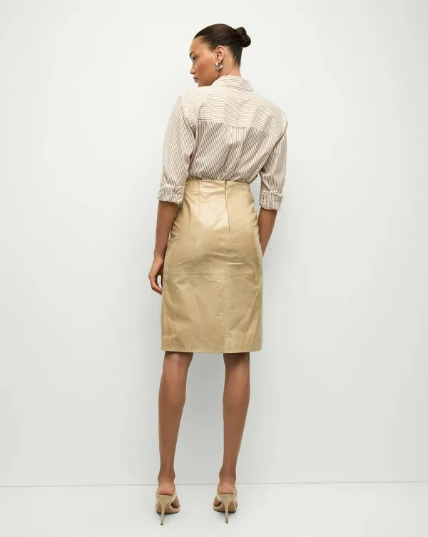 Anderson Coated Leather Skirt Khaki Women Veronica Beard Skirts and Shorts Anderson Coated Leather Skirt Khaki Women Veronica Beard Skirts and Shorts
