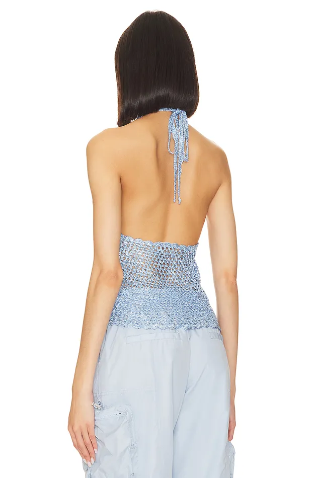Arian Halter Tie Top Periwinkle Blue Women Lovers and Friends Tops Arian Halter Tie Top Periwinkle Blue Women Lovers and Friends Tops