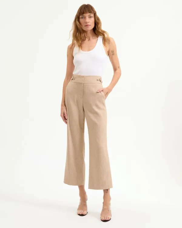 Aubrie Linen Pant Khaki Melange Women Veronica Beard Pants