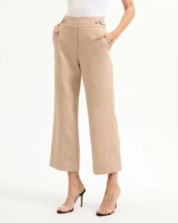 Aubrie Linen Pant Khaki Melange Women Veronica Beard Pants Aubrie Linen Pant Khaki Melange Women Veronica Beard Pants