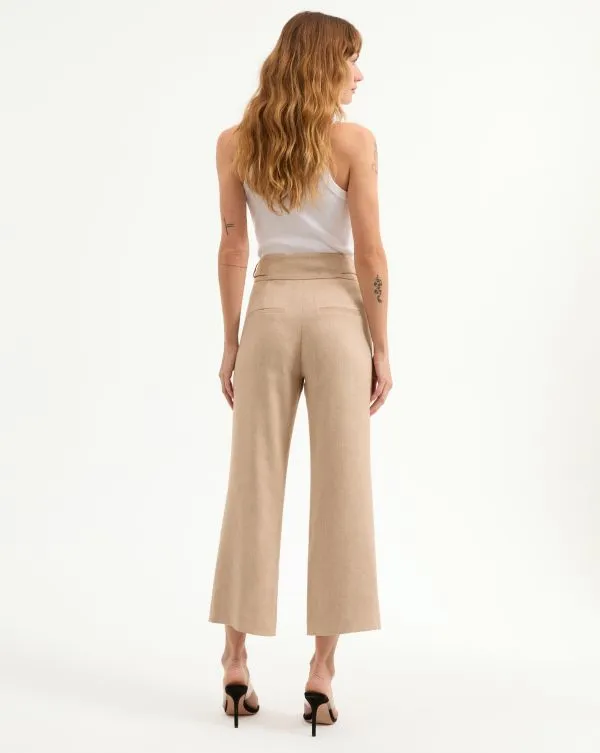 Aubrie Linen Pant Khaki Melange Women Veronica Beard Pants Aubrie Linen Pant Khaki Melange Women Veronica Beard Pants