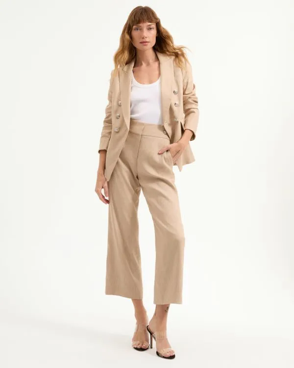Aubrie Linen Pant Khaki Melange Women Veronica Beard Pants Aubrie Linen Pant Khaki Melange Women Veronica Beard Pants