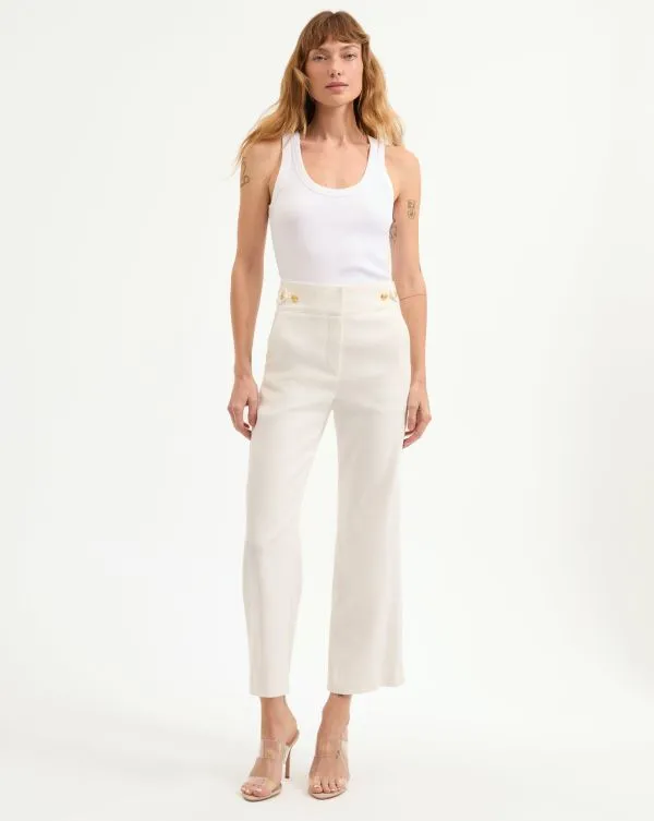Aubrie Linen Pant Offwhite Women Veronica Beard Pants