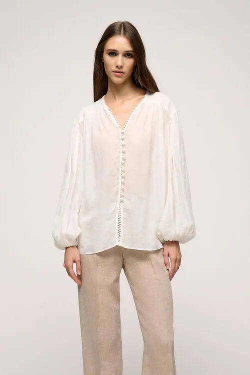 Baciata Baciata Cream Blouses and Shirts Luisa Spagnoli Women Baciata Baciata Cream Blouses and Shirts Luisa Spagnoli Women