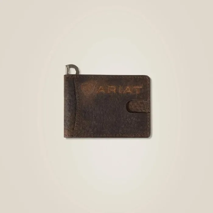 Bags and Wallets Men Ariat Large Logo Clip Wallet Brown