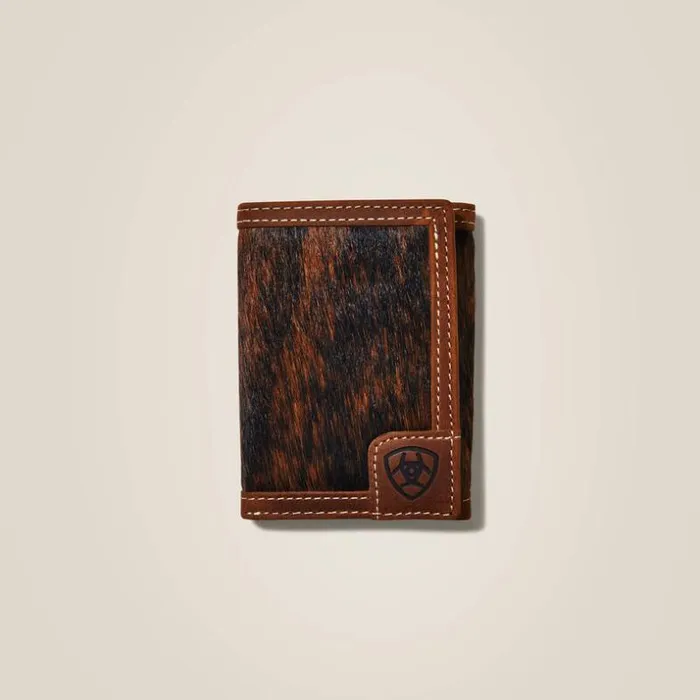 Bags and Wallets Men Ariat Trifold Wallet Logo Calf Hair Brown