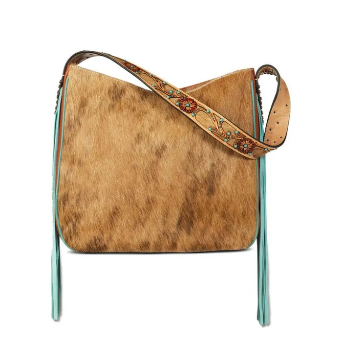 Bags and Wallets Women Ariat Lorelei Shoulder Bag Tan Calf Hair