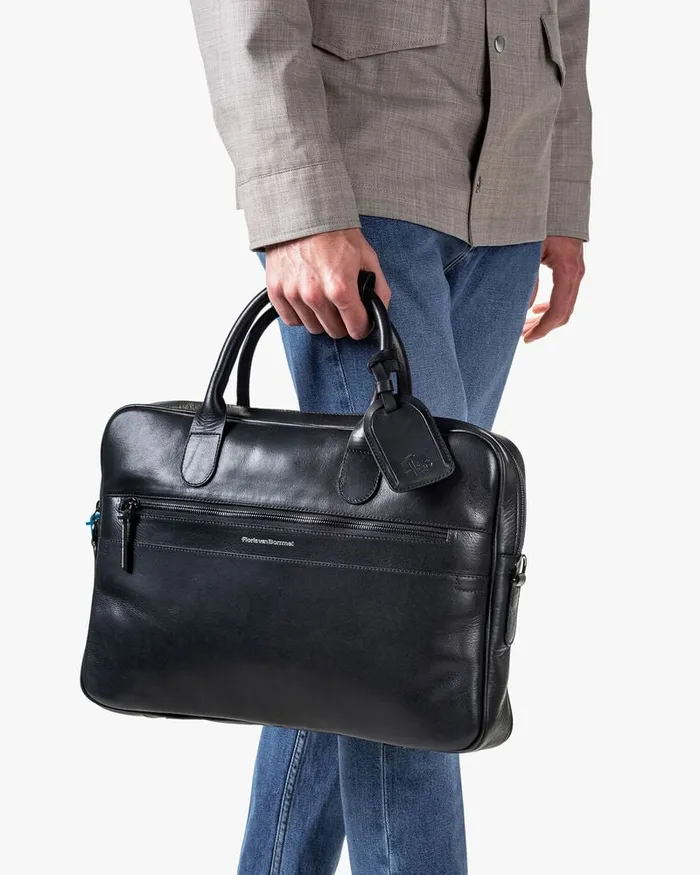 Bags Men Floris Van Bommel Office Sleeve Leather Black Leather