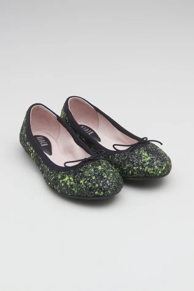 Ballet Flats Girls Helia Ballet Flats Green Black Glitter 8211 Bloch Children