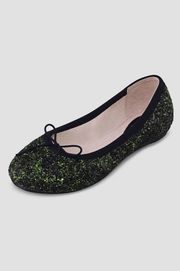 Ballet Flats Girls Helia Ballet Flats Green Black Glitter 8211 Bloch Children