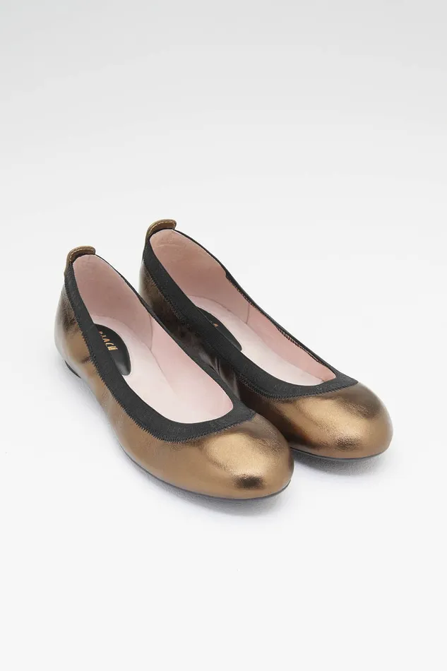 Ballet Flats Ladies Carina Ballet Flats Light Bronze Leather Bloch Adult