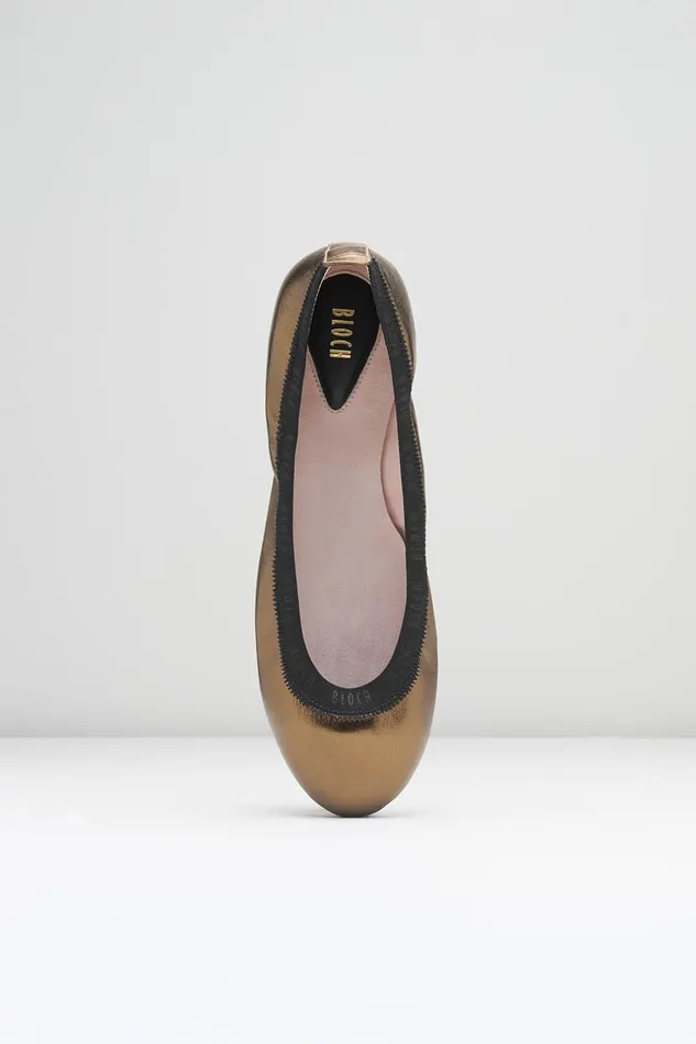 Ballet Flats Ladies Carina Ballet Flats Light Bronze Leather Bloch Adult