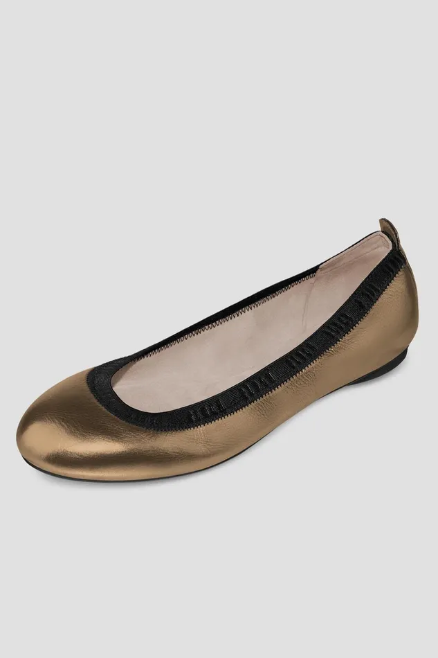 Ballet Flats Ladies Carina Ballet Flats Light Bronze Leather Bloch Adult