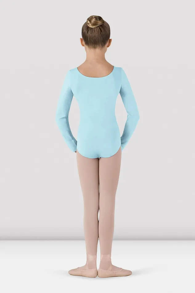 Basics Bloch Children Girls Basic Long Sleeve Leotard Pastel Blue
