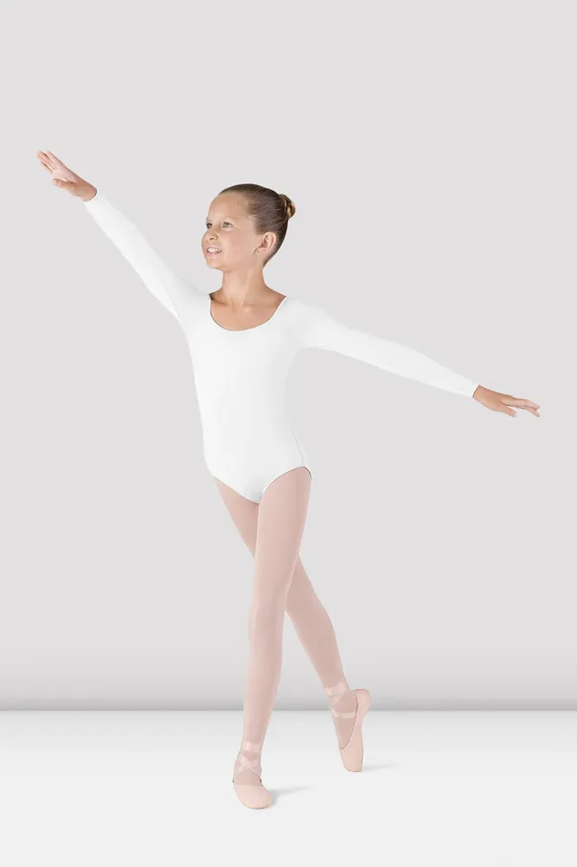 Basics Children Girls Meglio Long Sleeve Leotard White Bloch