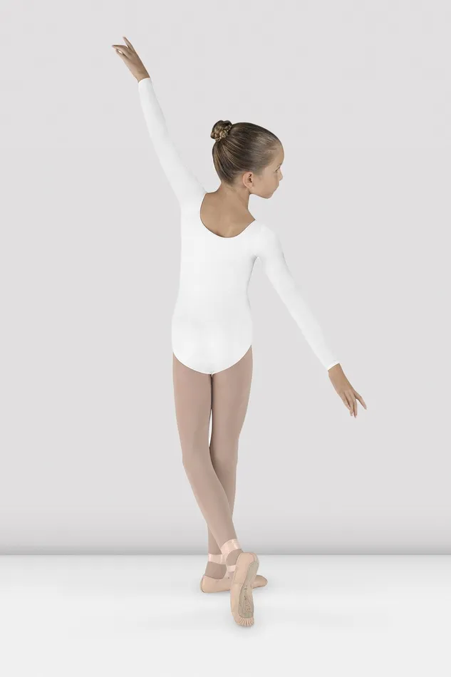 Basics Children Girls Meglio Long Sleeve Leotard White Bloch