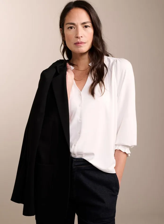 Baukjen Annie Ruffle Collar Blouse Pure White Clothing