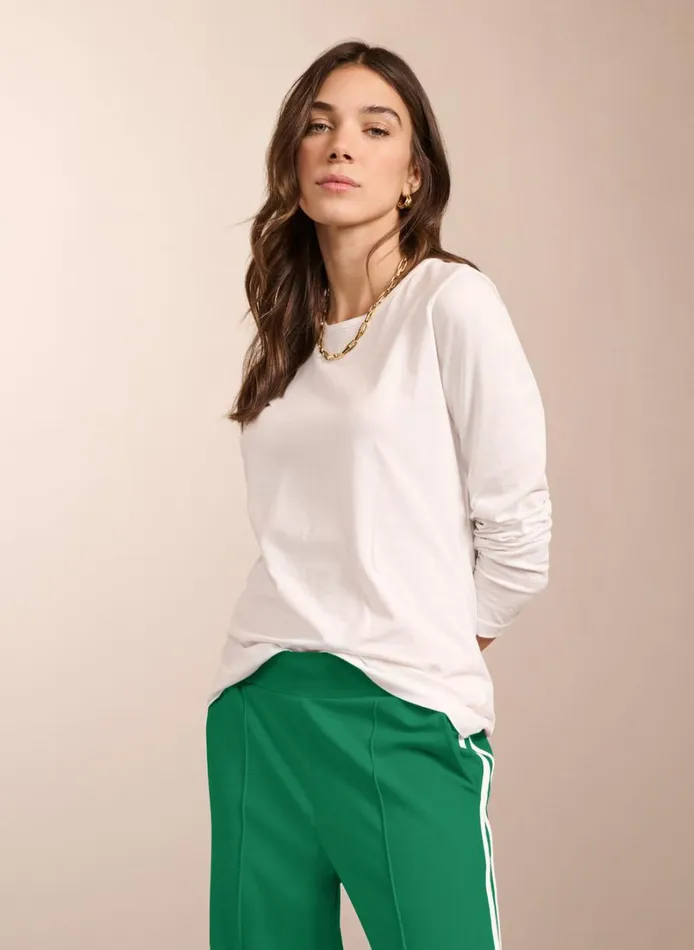 Baukjen Baukjen Essentials Organic Cotton Long Sleeve Crew Top Pure White Clothing Baukjen Baukjen Essentials Organic Cotton Long Sleeve Crew Top Pure White Clothing