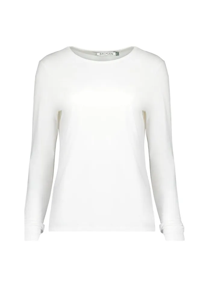 Baukjen Baukjen Essentials Organic Cotton Long Sleeve Crew Top Pure White Clothing