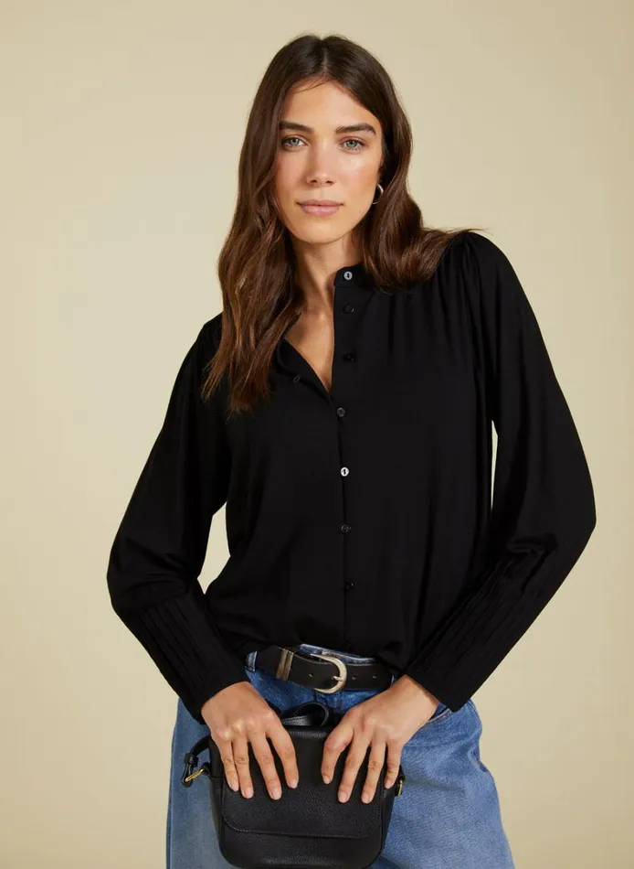 Baukjen Caroline Button Detail Blouse Caviar Black Clothing