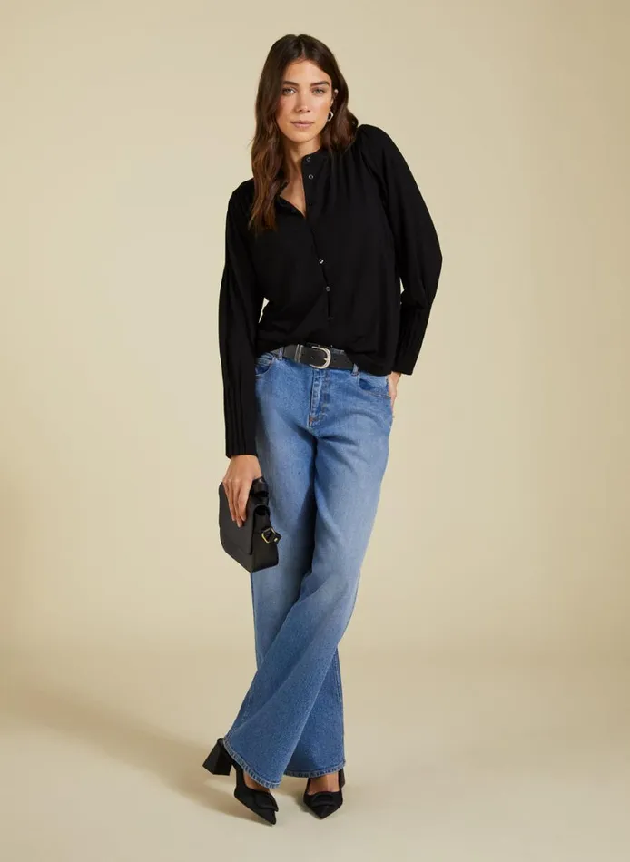 Baukjen Caroline Button Detail Blouse Caviar Black Clothing