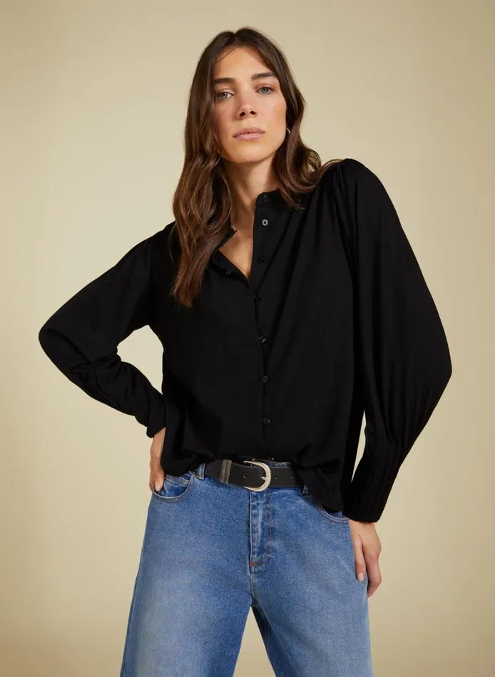 Baukjen Caroline Button Detail Blouse Caviar Black Clothing
