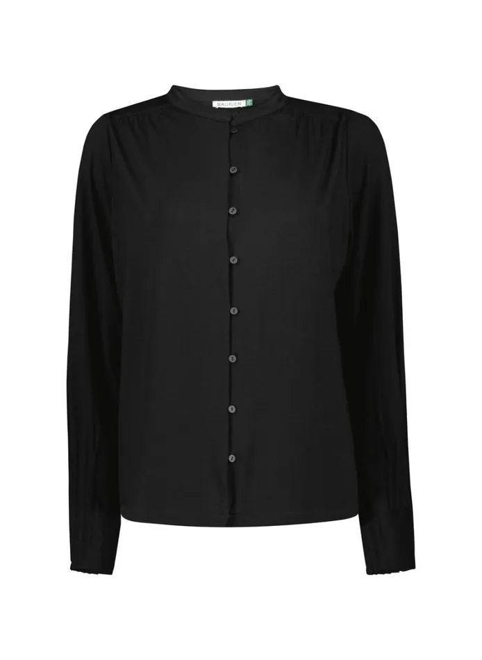 Baukjen Caroline Button Detail Blouse Caviar Black Clothing